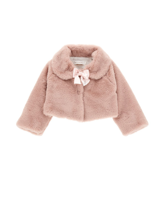 Plush jacket with bow