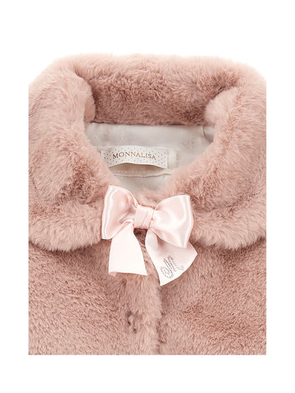Plush jacket with bow