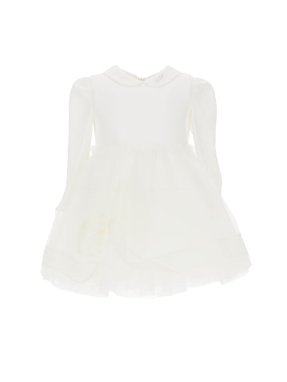 Abito jersey con maxiricamo tulle