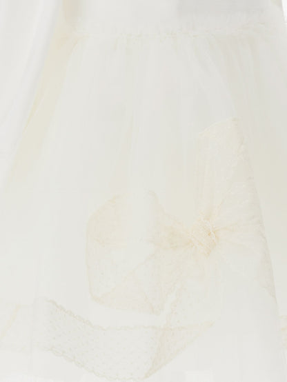 Abito jersey con maxiricamo tulle