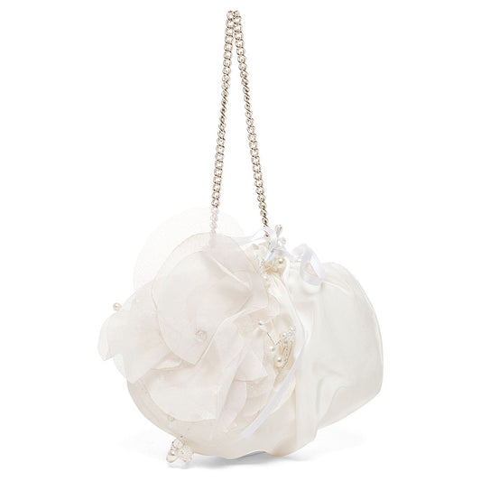 Bag with petals and rhinestones