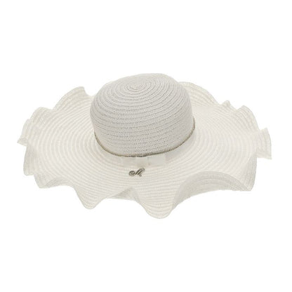Straw hat, rhinestones and grosgrain