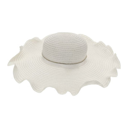 Straw hat, rhinestones and grosgrain