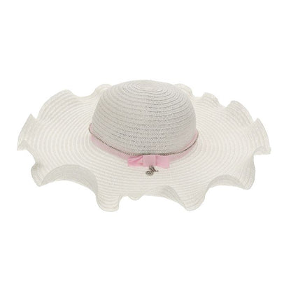 Straw hat, rhinestones and grosgrain