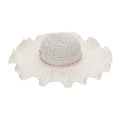 Straw hat, rhinestones and grosgrain