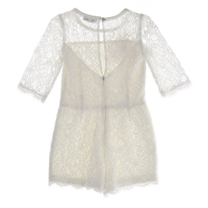 Tuta in pizzo con gonna in tulle