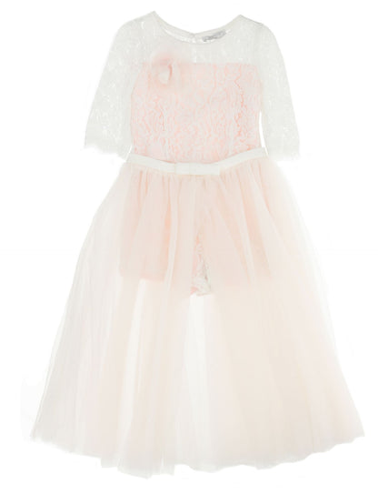 Tuta in pizzo con gonna in tulle