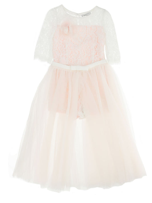 Tuta in pizzo con gonna in tulle