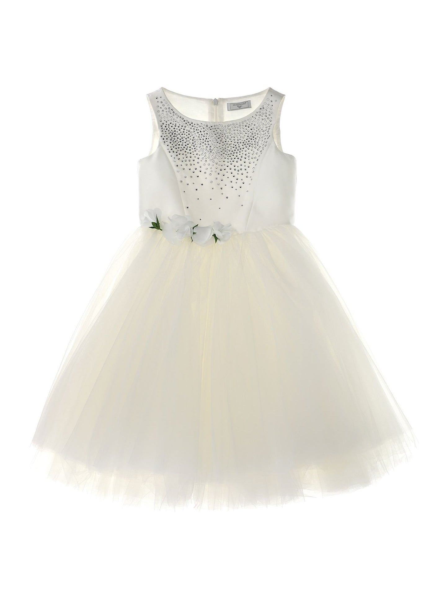 Abito strass, su mikado e tulle