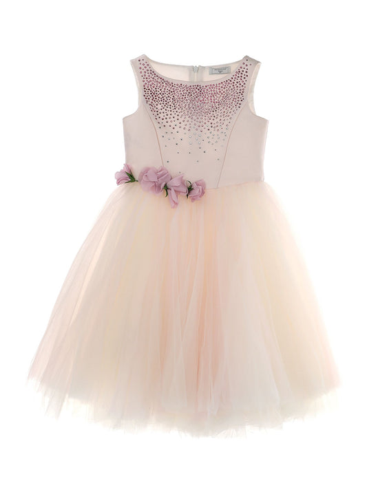Abito strass, su mikado e tulle