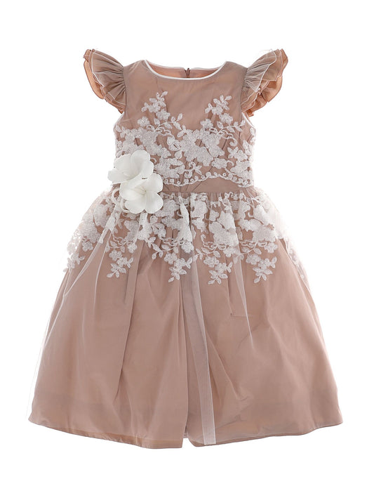 Abito tulle doppiato con ramage