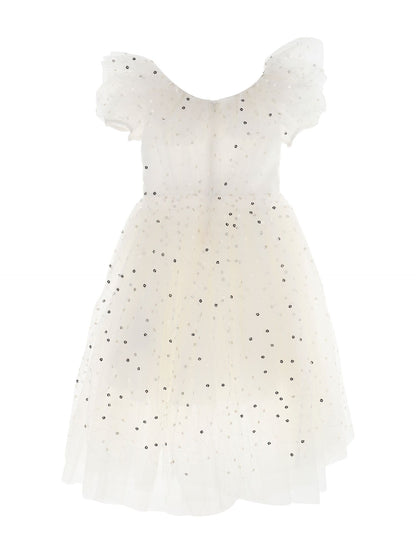 Abito tulle con castoni al punto vita