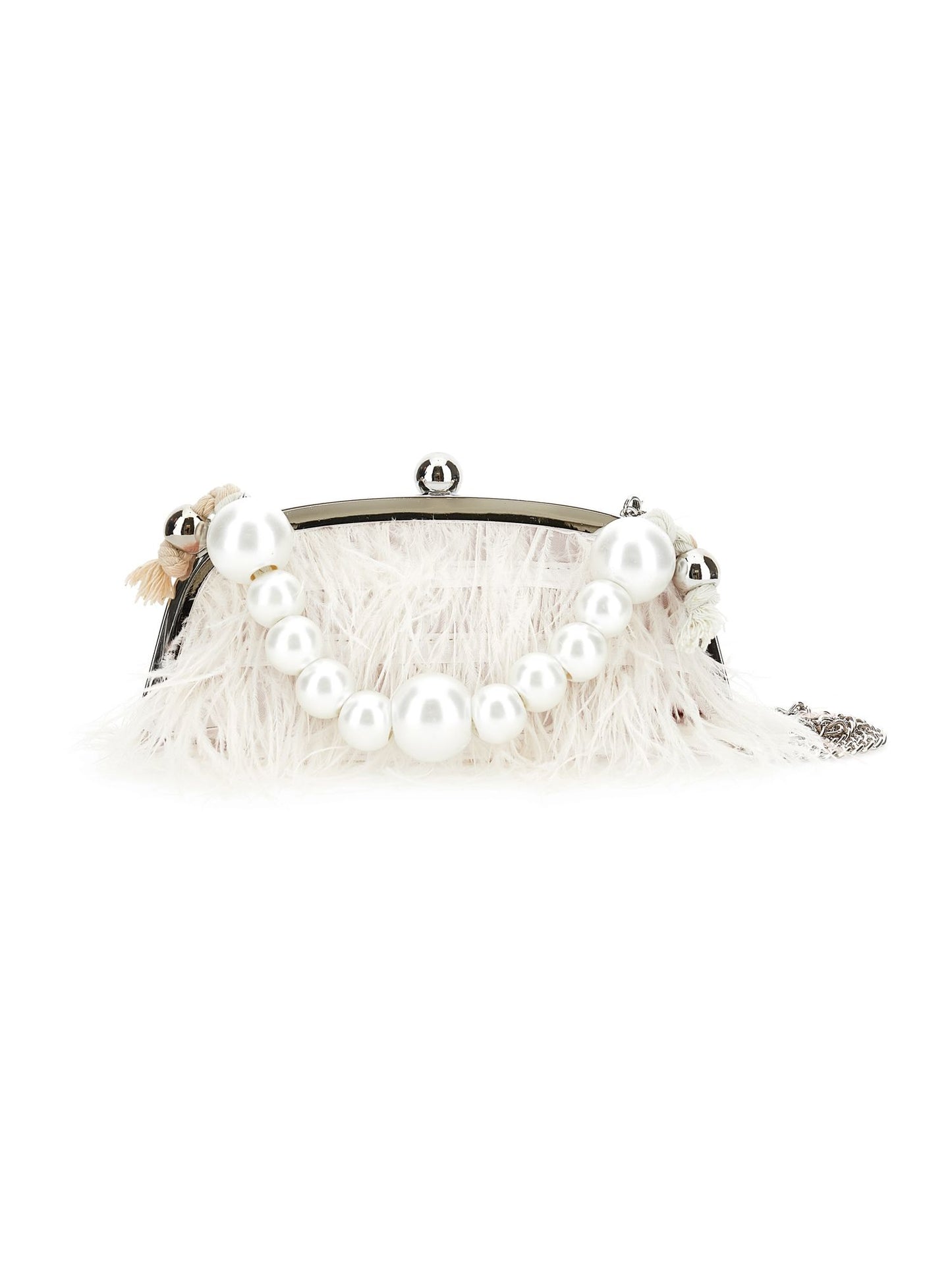 Feather bag with faux pearl handle