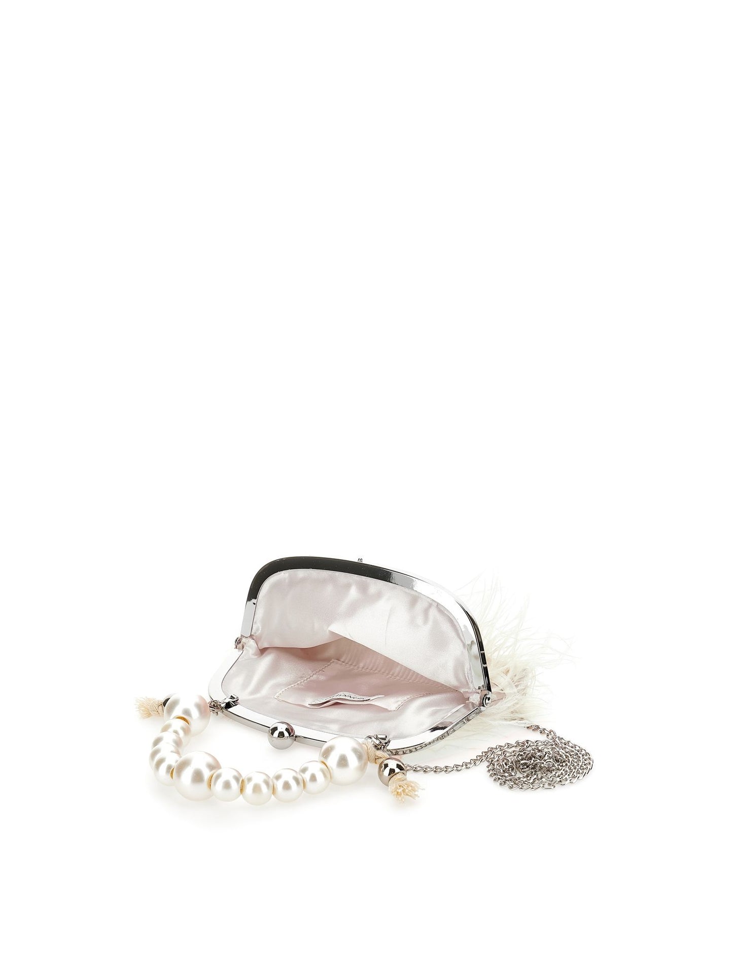 Feather bag with faux pearl handle