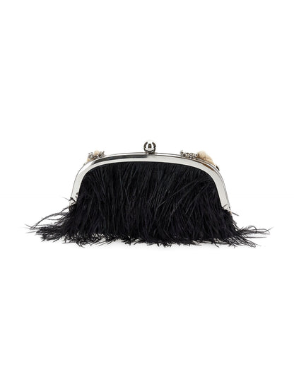 Feather bag with faux pearl handle
