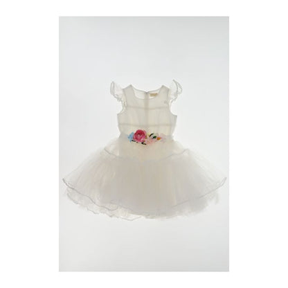 Abito in tulle con cintura a fiori