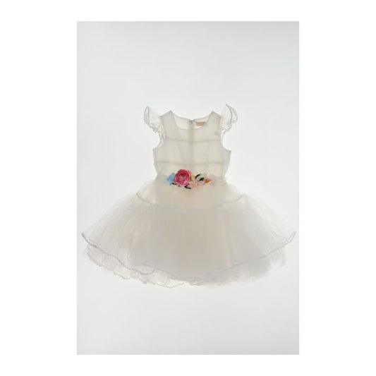 Tulle dress with floral belt