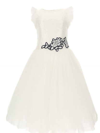 Abito in tulle e paillettes con ramages
