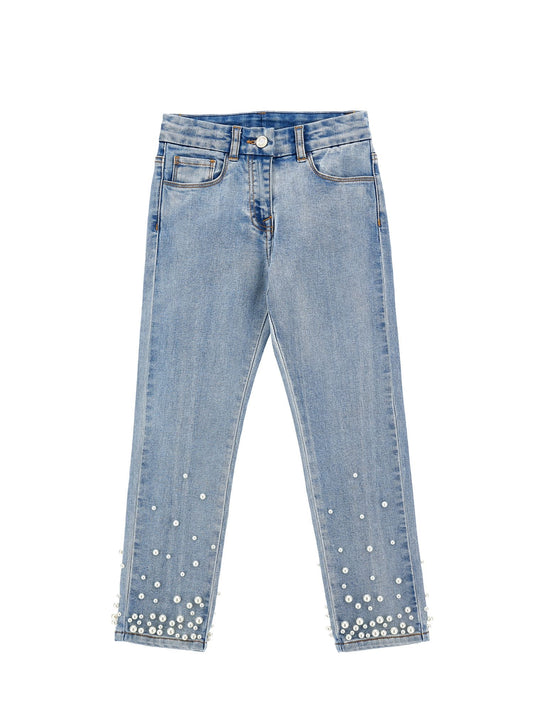 Jeans with degradé pearls