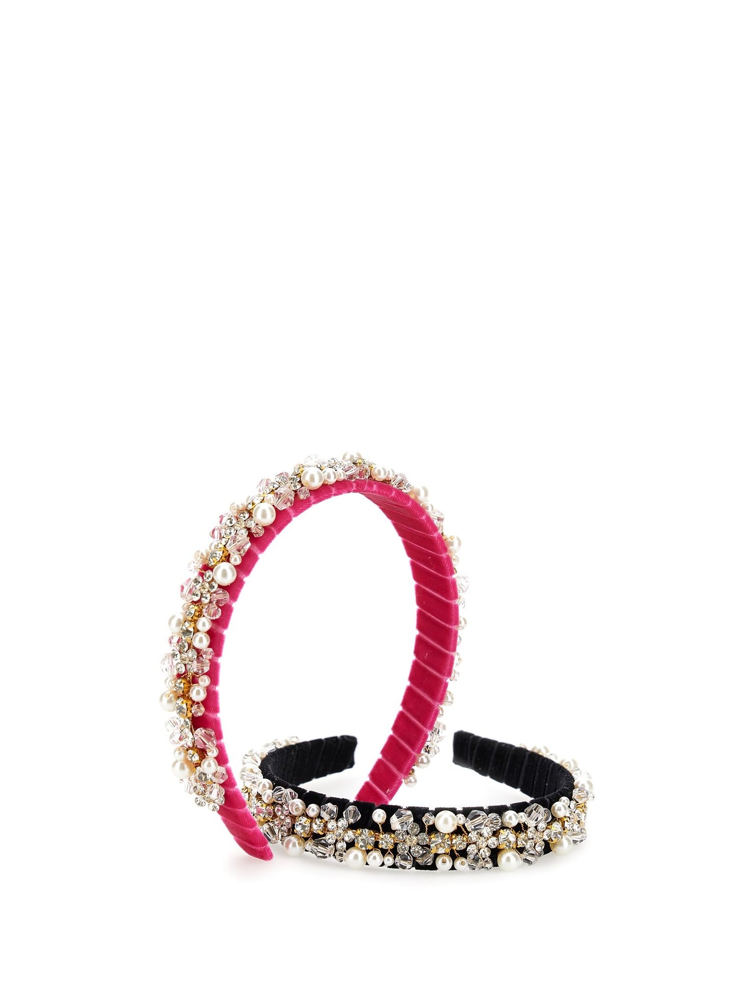 Cerchietto velluto con strass e perle