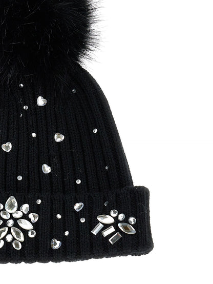 Wool blend hat with rhinestones