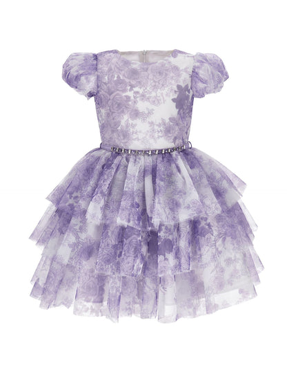 Vestido de tul con flores monocolor