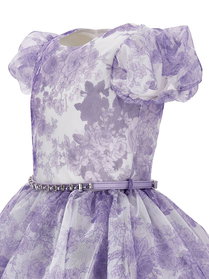 Vestido de tul con flores monocolor