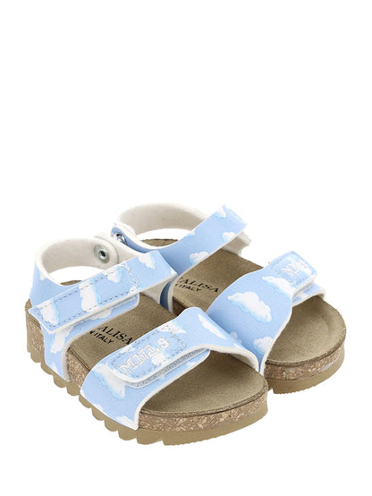 Sandaletti comfort tessuto spalmato nuvolette