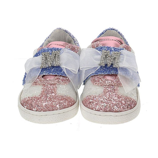 Girls' glitter and rhinestone sneakers