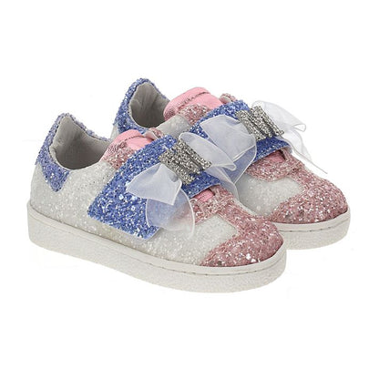 Girls' glitter and rhinestone sneakers