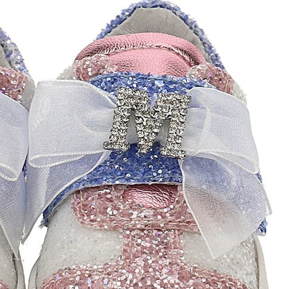Girls' glitter and rhinestone sneakers