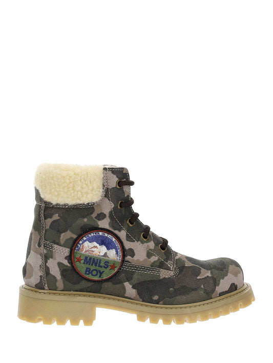 Camouflage split leather boot