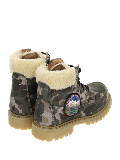 Camouflage split leather boot