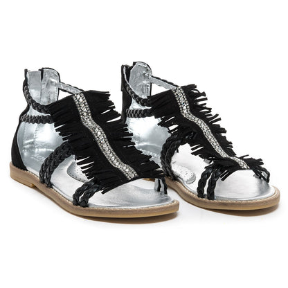 Fringed and braided sandal