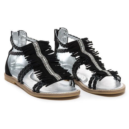 Fringed and braided sandal