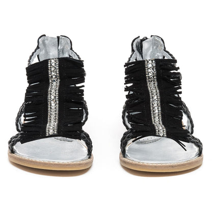 Fringed and braided sandal