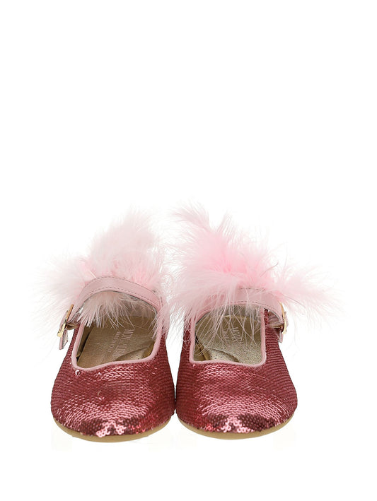 Sequin and feather ballerinas
