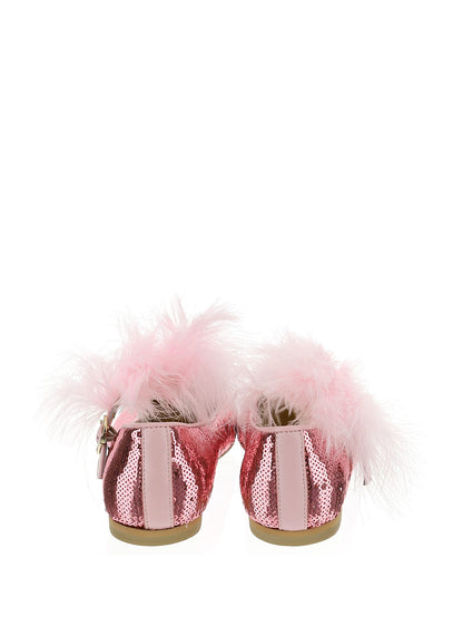 Sequin and feather ballerinas