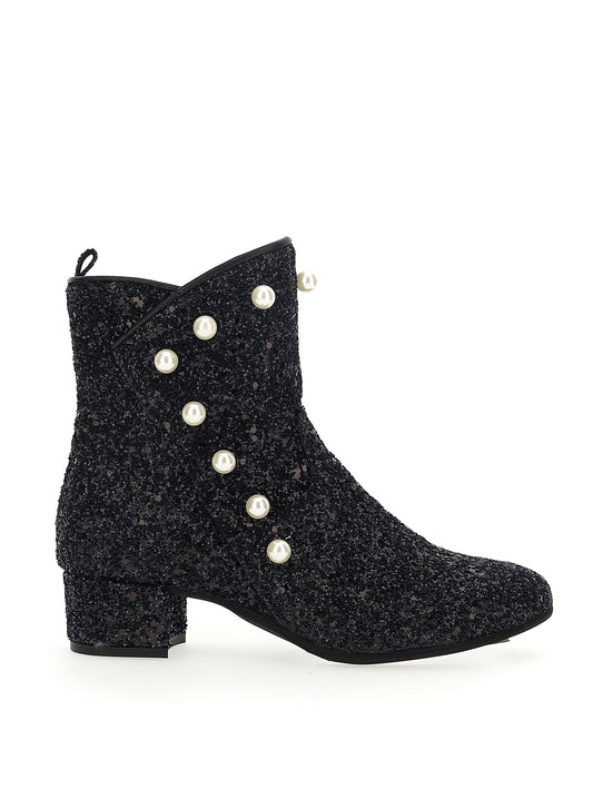 Glitter pearl ankle boot