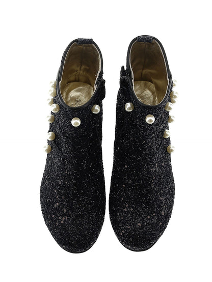 Glitter pearl ankle boot