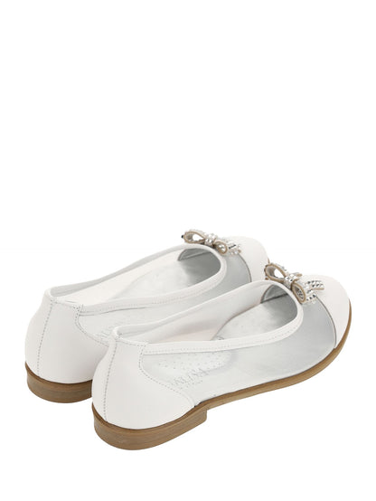Leather ballerinas with rhinestone bow