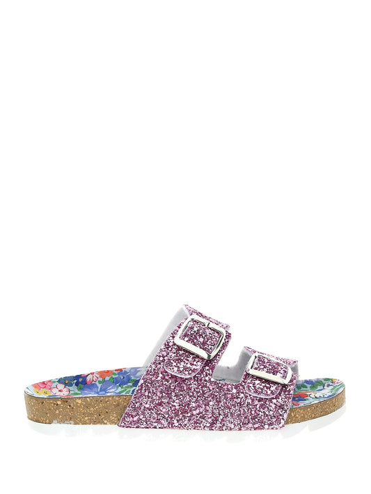 Glitter double buckle sandals