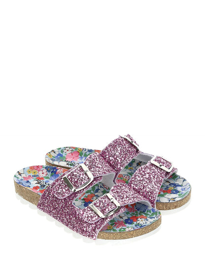 Glitter double buckle sandals