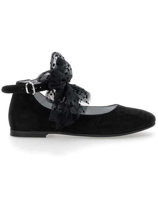 Suede ballerinas with bow