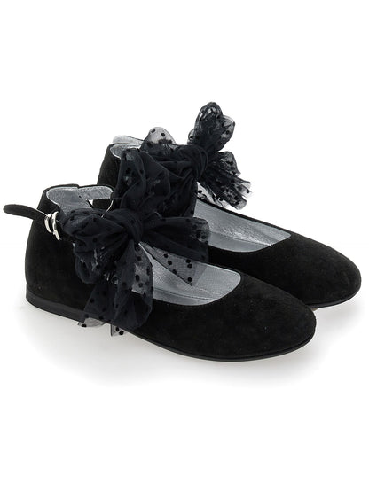 Suede ballerinas with bow