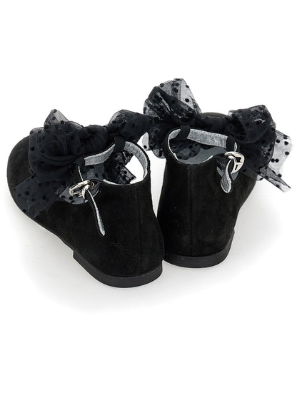 Suede ballerinas with bow