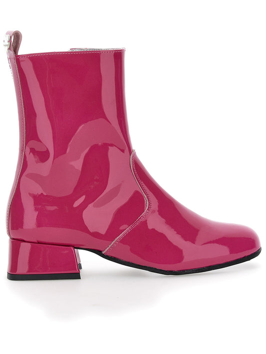 Patent leather ankle boots with heel