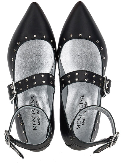 Leather ballerinas with studs