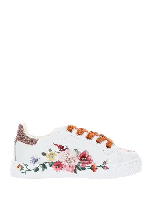 Sneakers pelle fiori ramage