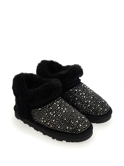 Stivaletti bassi pelle crosta strass